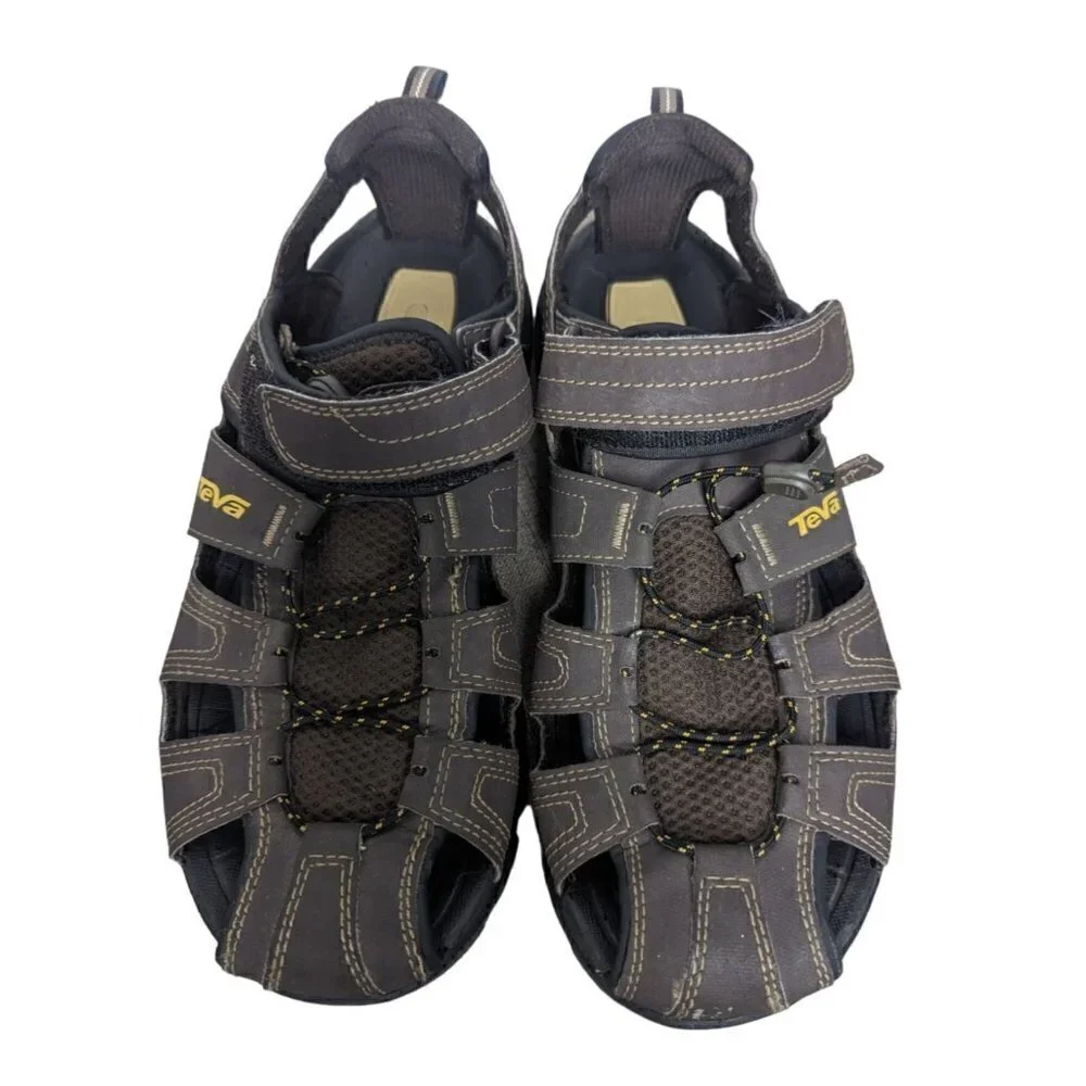 Teva Mens Size 10 Forebay Fisherman Sport Hiking Sandals Brown ShocPad 1001116